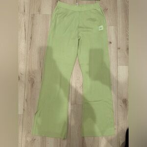 All yoga mint green knit high-waist wide leg pants